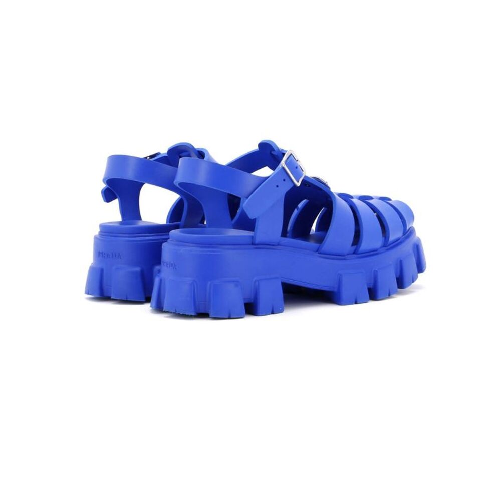 Prada Women's Monolith Cage Platform Sandals Rubber Blue - Picture 3 of 6